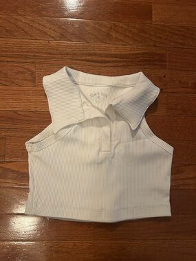 Year of Ours White Ribbed Polo-Style Sports Bra